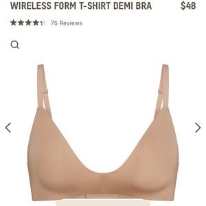 Skims wireless form t-shirt Demi bra. Clay, 36C.